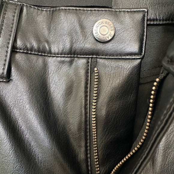 Veronica Beard Black Leather Flare Pants - Picture 4 of 9